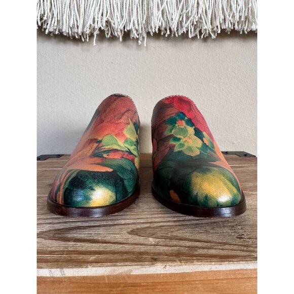 Patricia Nash NICIA Multi Color Oil Paint Floral Print Block Heel Mules Size 8 - Picture 3 of 13